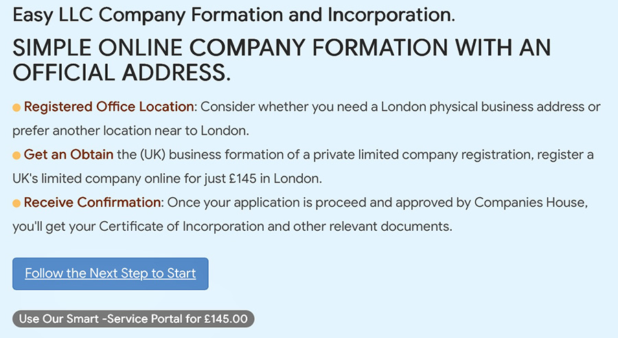 Easy LLC company incorporation form with fields for business details and applicant information. Simplified form for incorporating a company with sections for necessary business and personal information. Easy LLC company incorporation form with fields for business details and applicant information. Simplified form for incorporating a company with sections for necessary business and personal information.