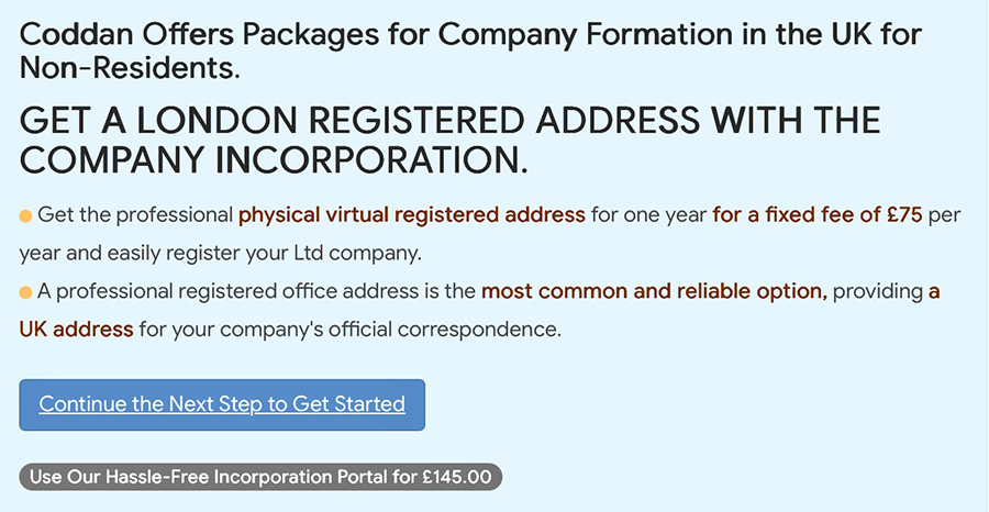 Coddan provides company formation packages tailored for non-UK residents. Company formation packages for non-UK residents are offered by Coddan. Coddan provides company formation packages tailored for non-UK residents. Company formation packages for non-UK residents are offered by Coddan.